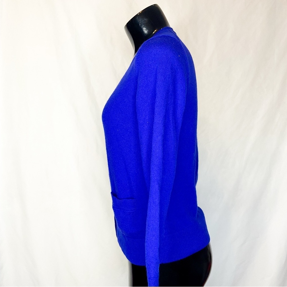 Lord & Taylor Extra Fine Merino Wool Cardigan Cobalt Blue Sweater - Picture 4 of 12